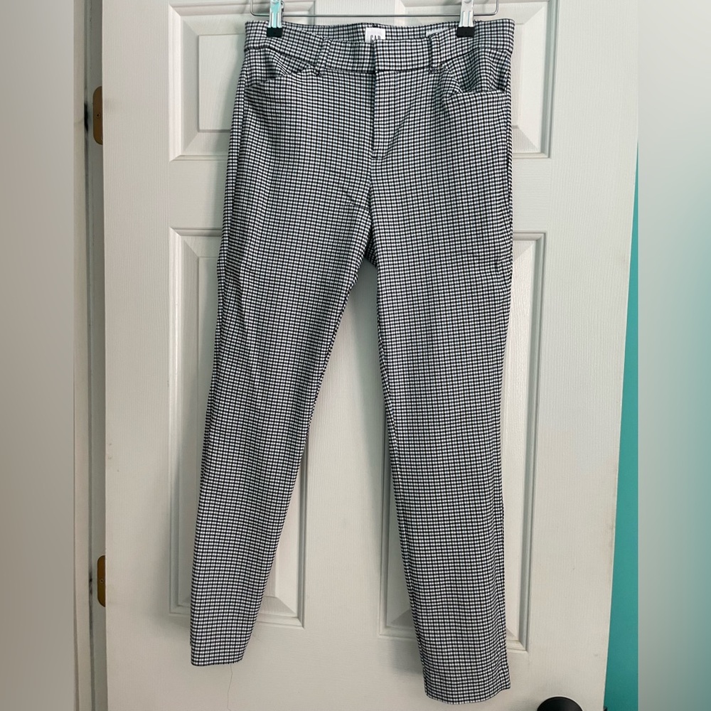GAP Signature Skinny Ankle - Size 6 - Plaid - Work Pants - Blue Pants